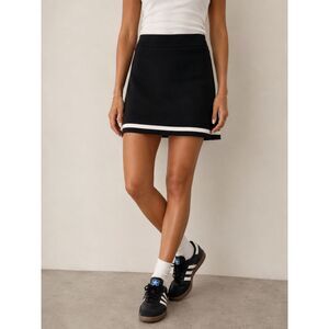 Sincerely Jules Black Knit Mini Skirt White Stripe Hem Preppy Tennis Size S